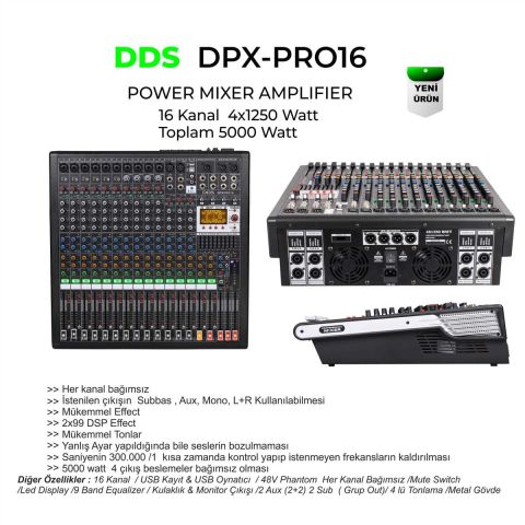 DDS DPX-PRO 16 4X1200W 16 KANAL POWER MİKSER