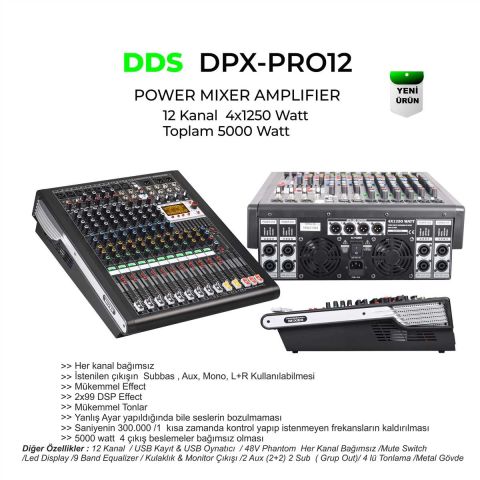 DDS DPX-PRO 12 4X1250W 12 KANAL POWER MİKSER