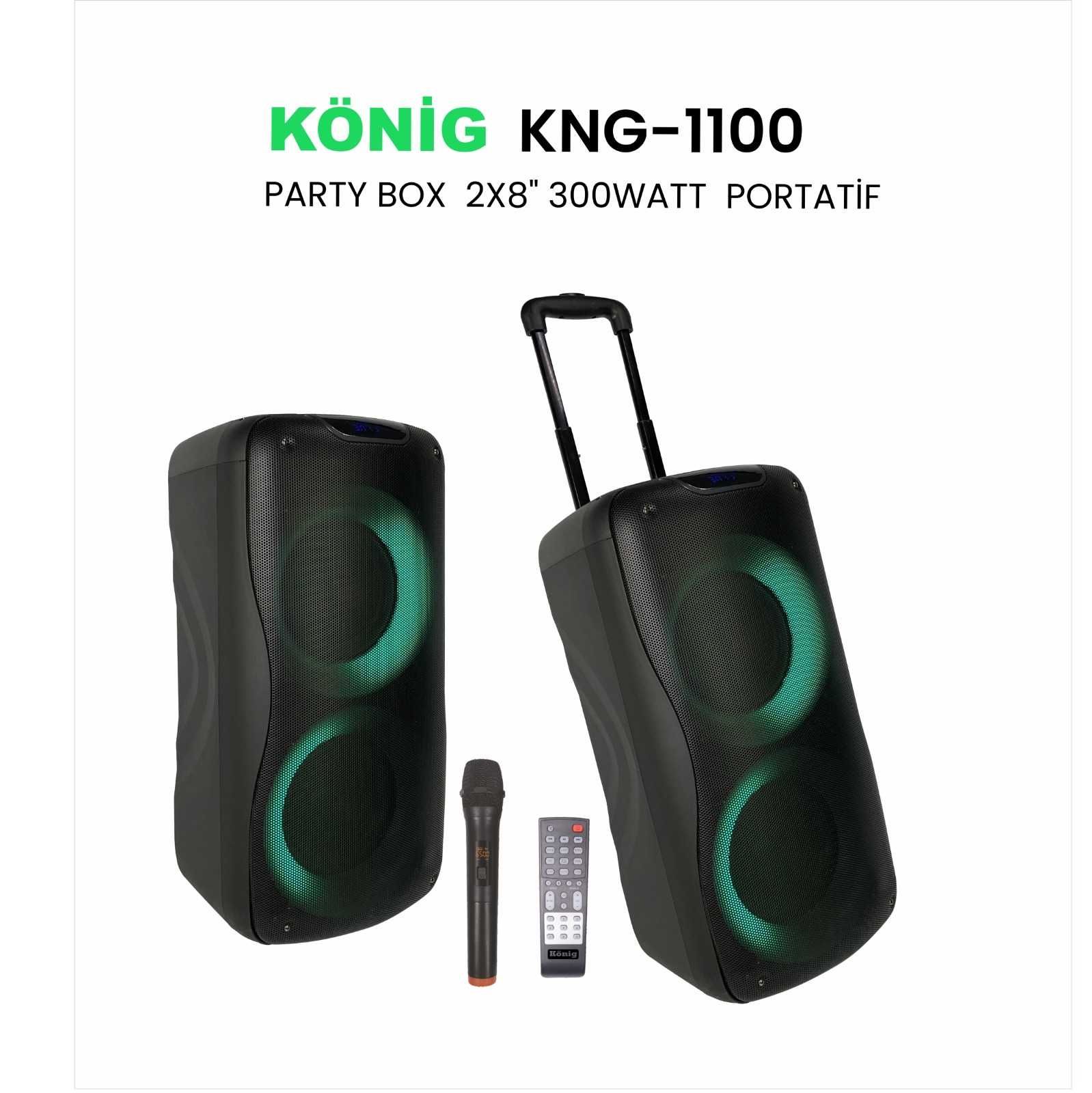 KÖNİG KNG-1100 2X 8'' 300W PARTİY BOX