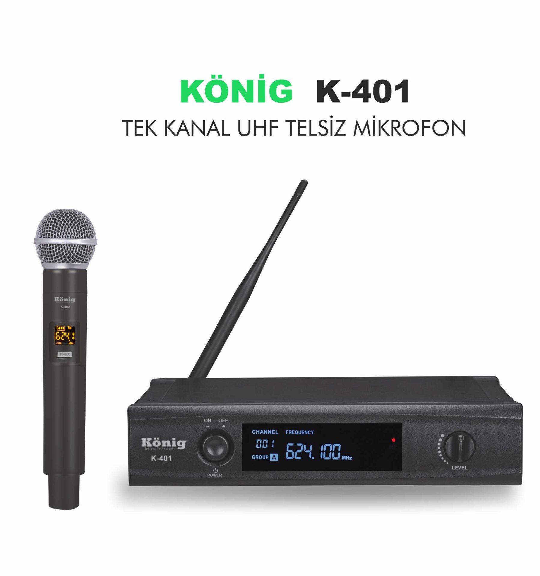 KÖNİG K-401 UHF TEK KANAL EL MİKROFON