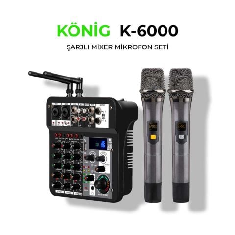 KÖNİG K-6000 6 KANAL DEC MİXER +2 UHF MİKROF