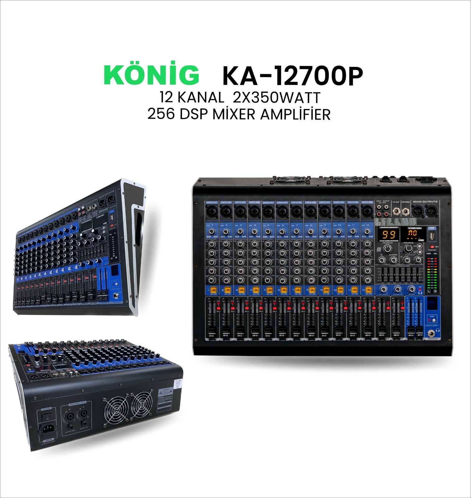 KÖNİG KA-12700 P 12 KANAL POWER MİXER 2X350W